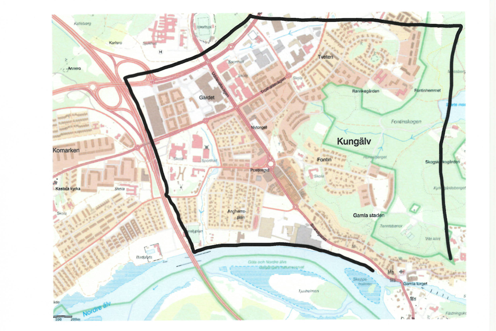 Kartbild norra Kungälv