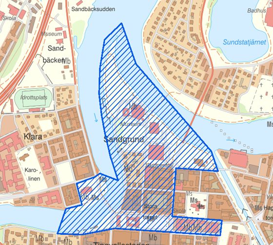 Karta över området som bevakas med drönare.