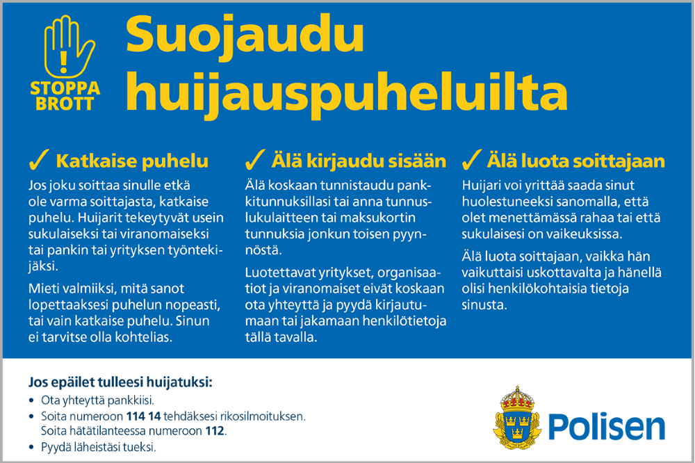 Suojaudu huijauspuheluilta