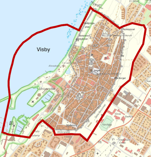 Karta med markerat område som kan komma kamerabevakas med drönare.