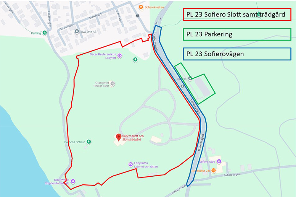 Kartbild över Sofiero i Helsingborg