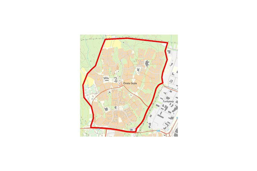 Karta över bevakningsområdet i Västerås.