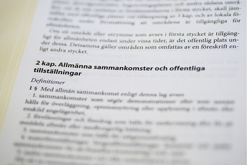 Utdrag ur lagtext om allmänna sammankomster