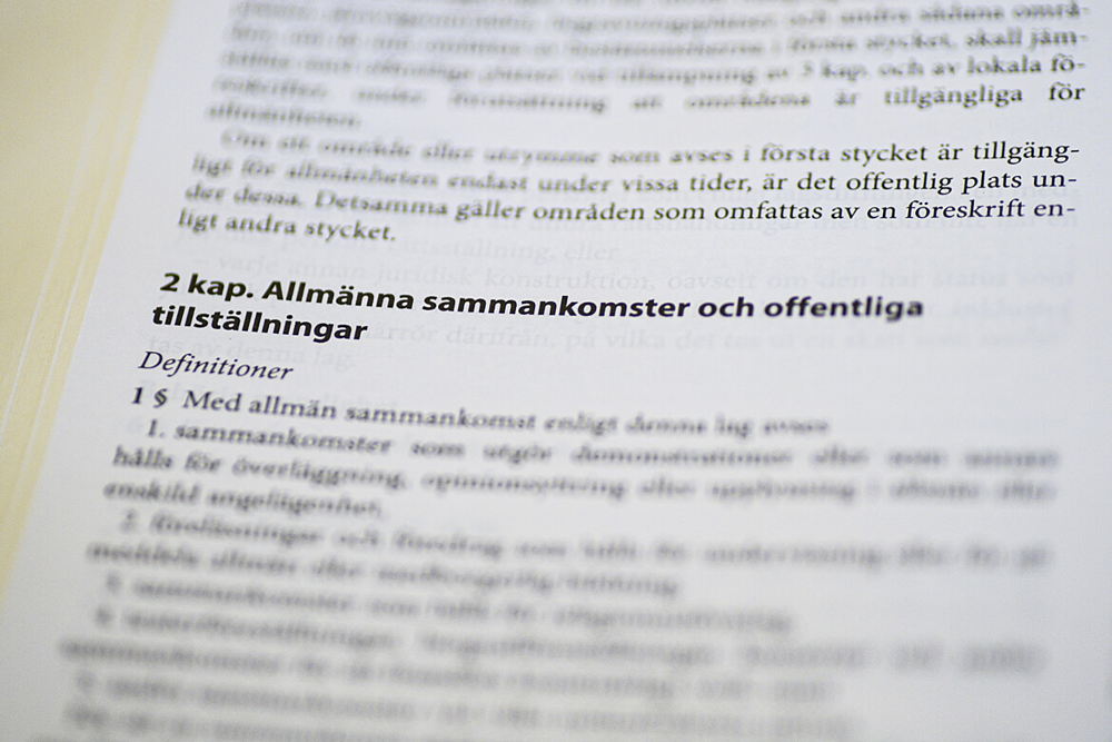 Utdrag ur lagtext om allmänna sammankomster