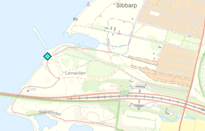 Karta över del av Malmö. Markering visar var kamerabevakning med drönare kommer ske.