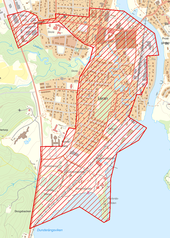 Bevakningsområde för UAV Sunne tätort.