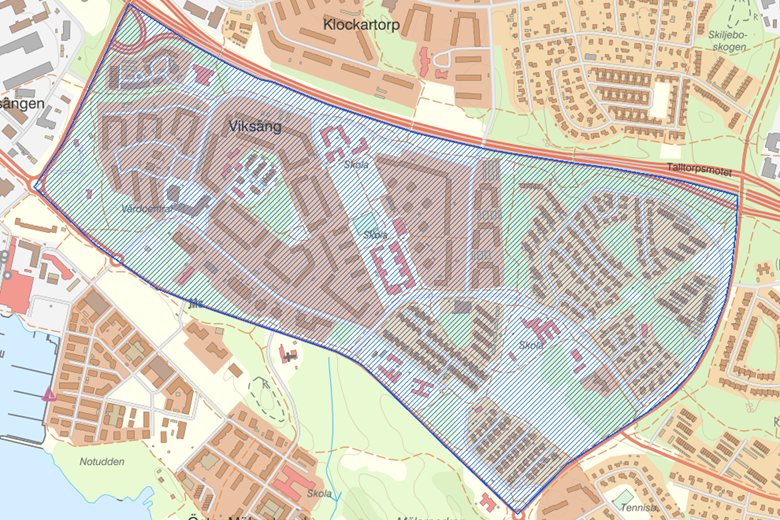 Aktuellt område för UAS (drönare) på Viksäng.