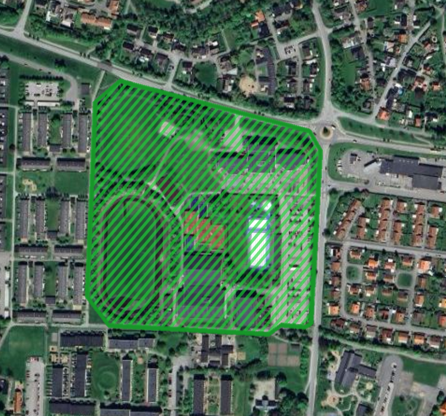 Kartan visar delar av evenemangsområdet för Sommarrock i Svedala.