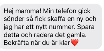 Exempel på ett meddelande för SMS-barn.