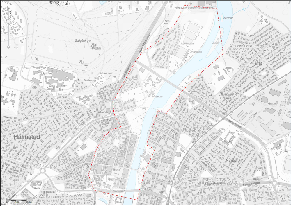 Kartbild. Polisen kan komma att kamerabevaka området runt Örjans Vall med hjälp av drönare den 18 april, klockan 12.00 till 21:00.