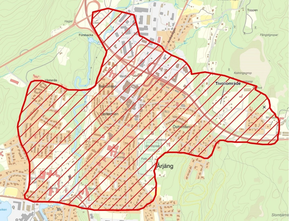 Bevakningsområde för UAV av Årjängs tätort