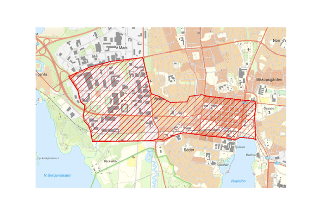 Kartbild drönare Växjö