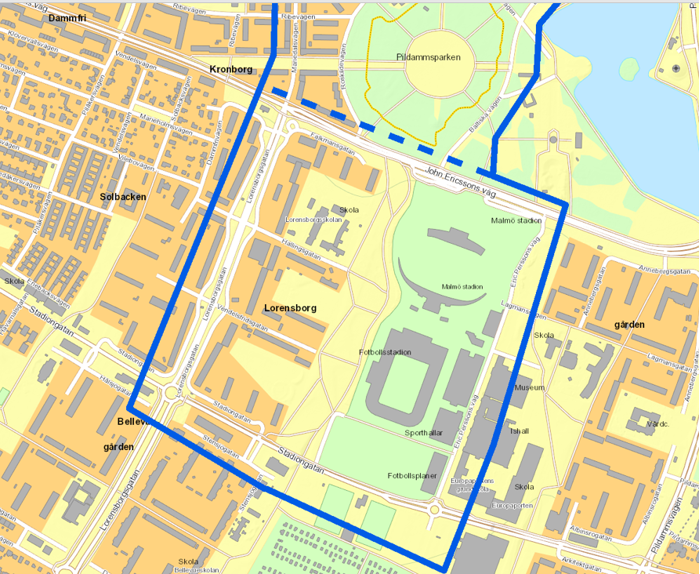 Karta John Ericssons väg-Stadiongatan