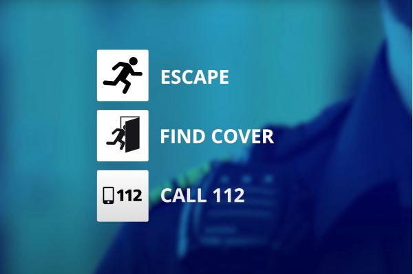 How to act in the event of an attack. Escape, find cover, call 112.