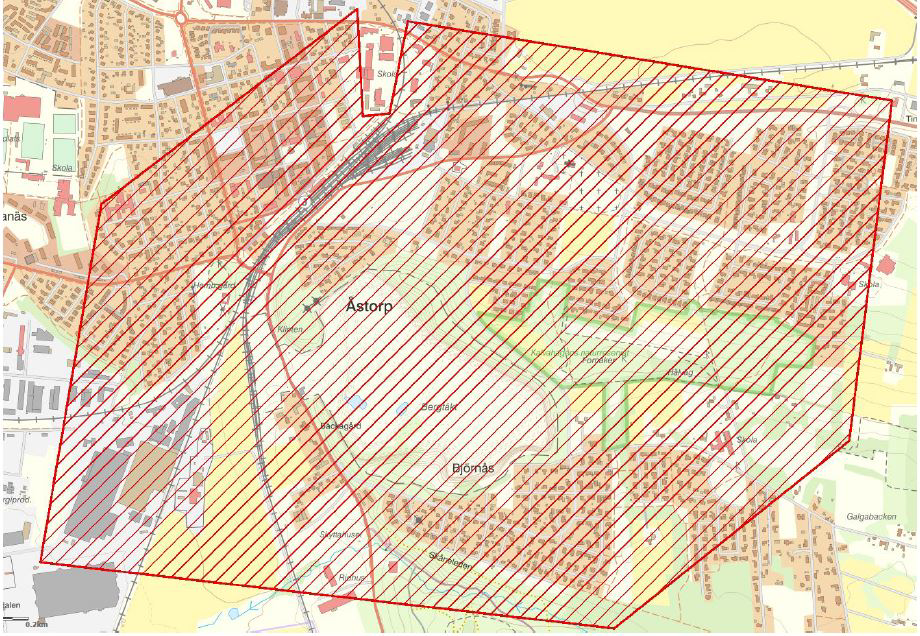 Bild på karta över vilket område som kamerabevakas.