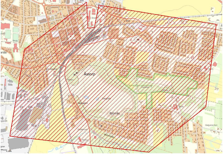 Bild på karta över vilket område som kamerabevakas.