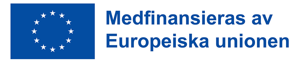 Europeiska unionens flagga. Till höger om flaggen står texten: Medfinansieras av Europeiska unionen.