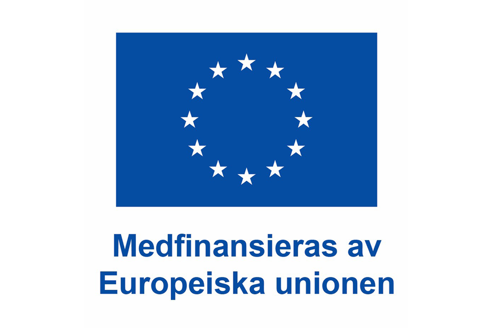 Europeiska unionens flagga. Under flaggan står texten: Medfinansieras av Europeiska unionen.