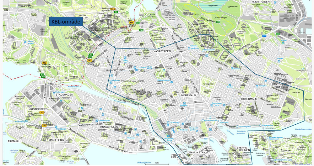 Karta med markerat område som kan komma att kamerabevakas med drönare.