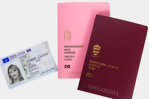 Resehandlingar: nationellt id-kort, provisoriskt pass, pass.