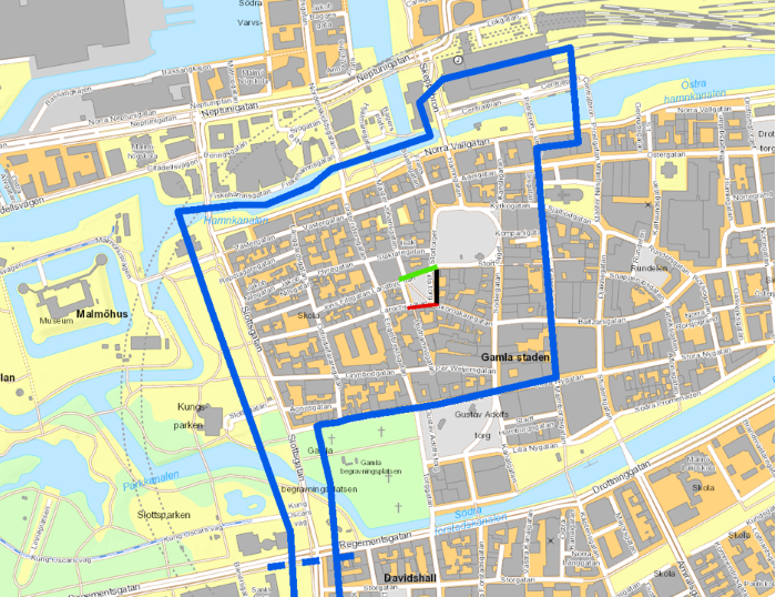 Del av Malmö som kommer att övervakas av UAS.