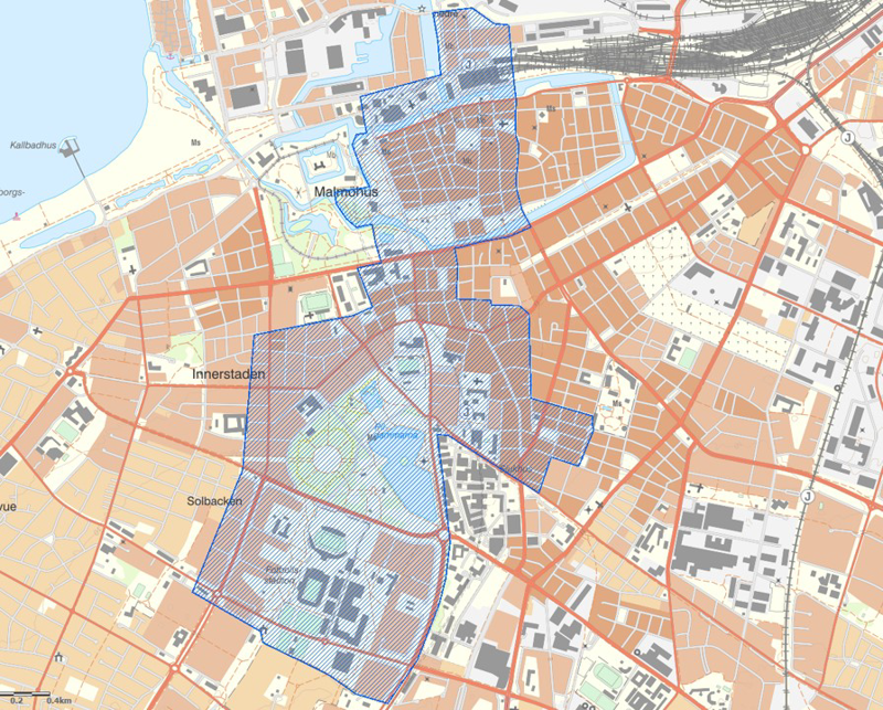 kartbild över området som ska kamerabevakas