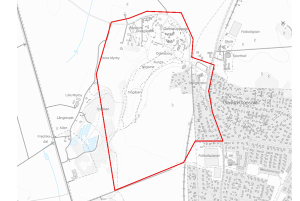 Karta över Gamla Uppsala högar.