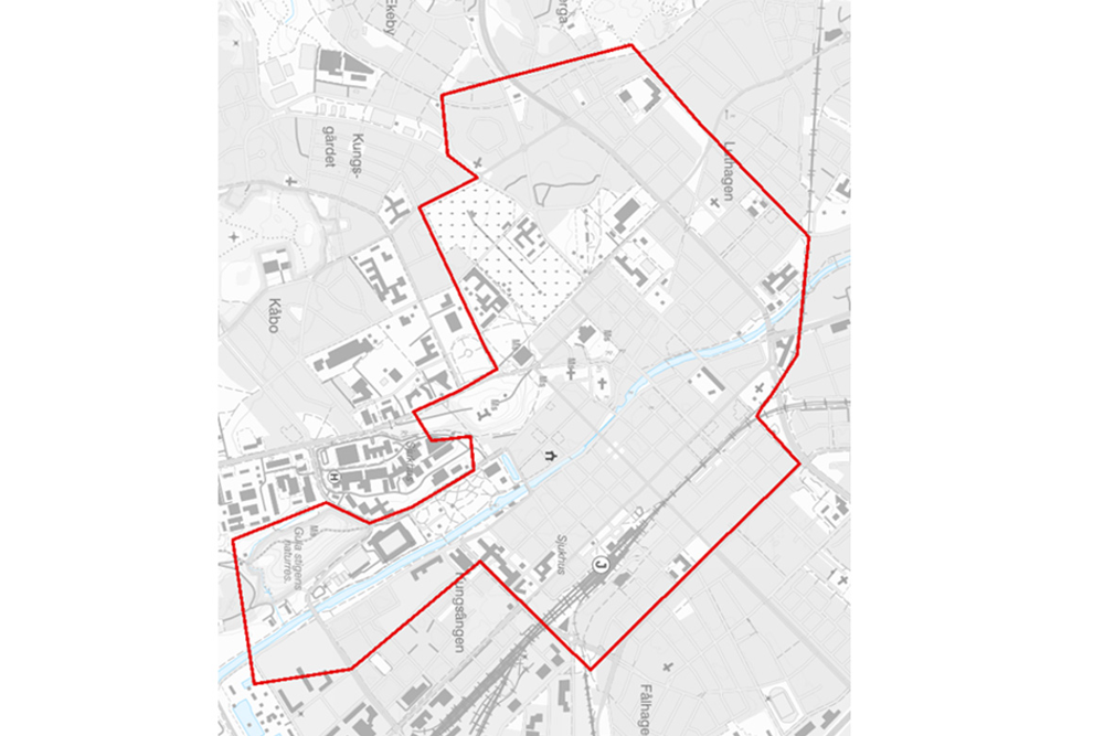 Karta över Uppsala Centrum.