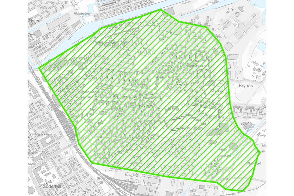 Kartbild över bevakningsområde.