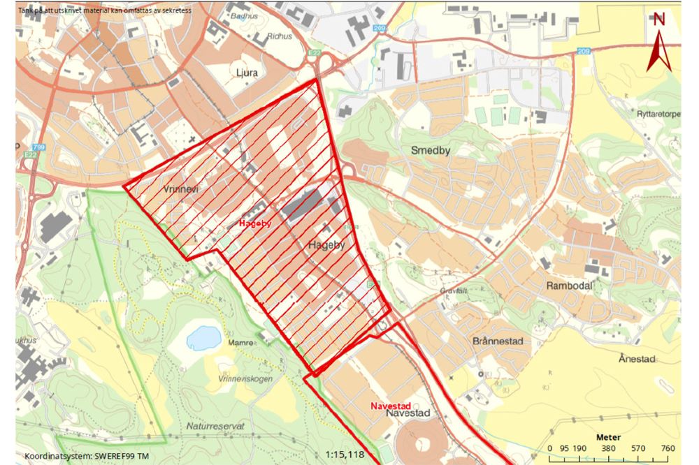 Karta som visar området som avses, Hageby.
