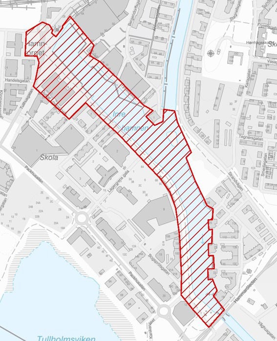 Kartbild över område som kamerabevakas.