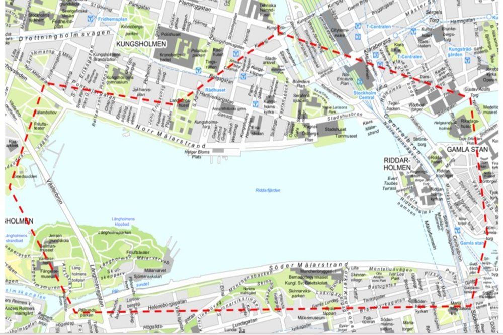 Karta med markerat område som kan komma kamerabevakas med drönare.
