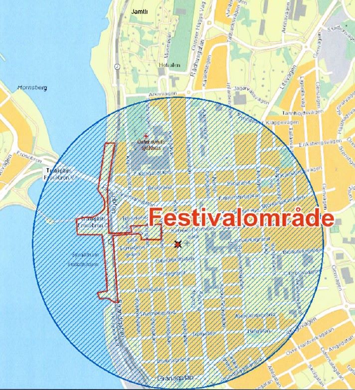 Kartbild med markerat område för tillfällig kamerabevakning
