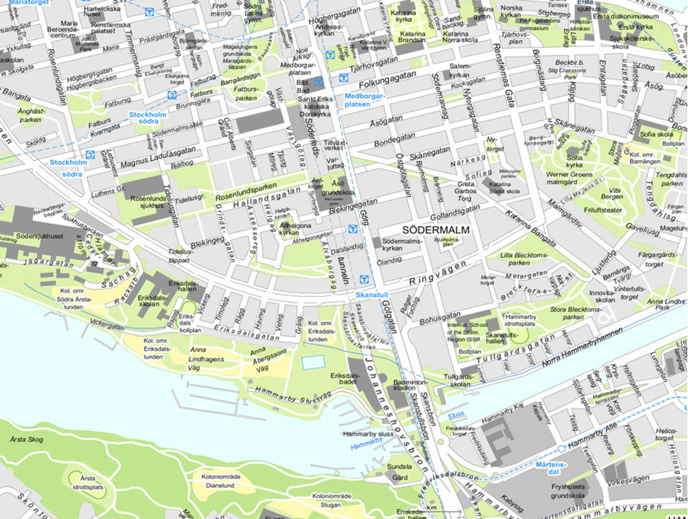 Bild över Karta som kamerabevakar området på Södermalm.