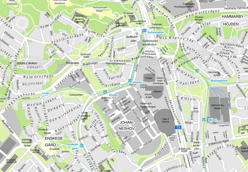 Bild på Området som kamerabevakas vid Arenaområdet.