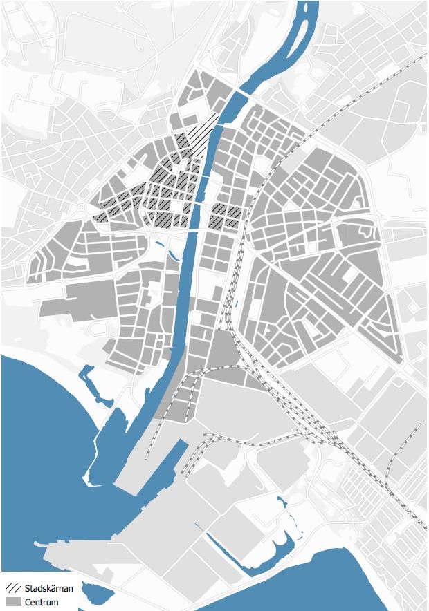 Karta över Halmstads centrum och stadskärna