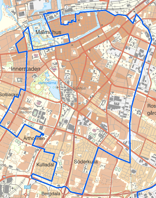 Kartbild centrala Malmö