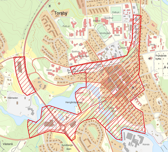 Bevakningsområde för drönare Torsby tätort.