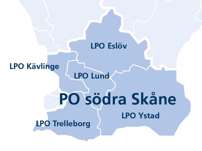 Karta över polisområde södra Skåne