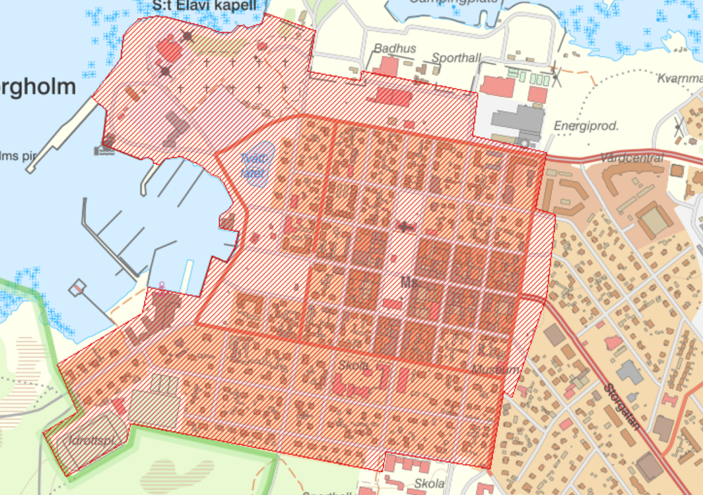Karta över Borgholms tätort