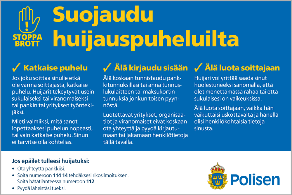 Suojaudu huijauspuheluilta