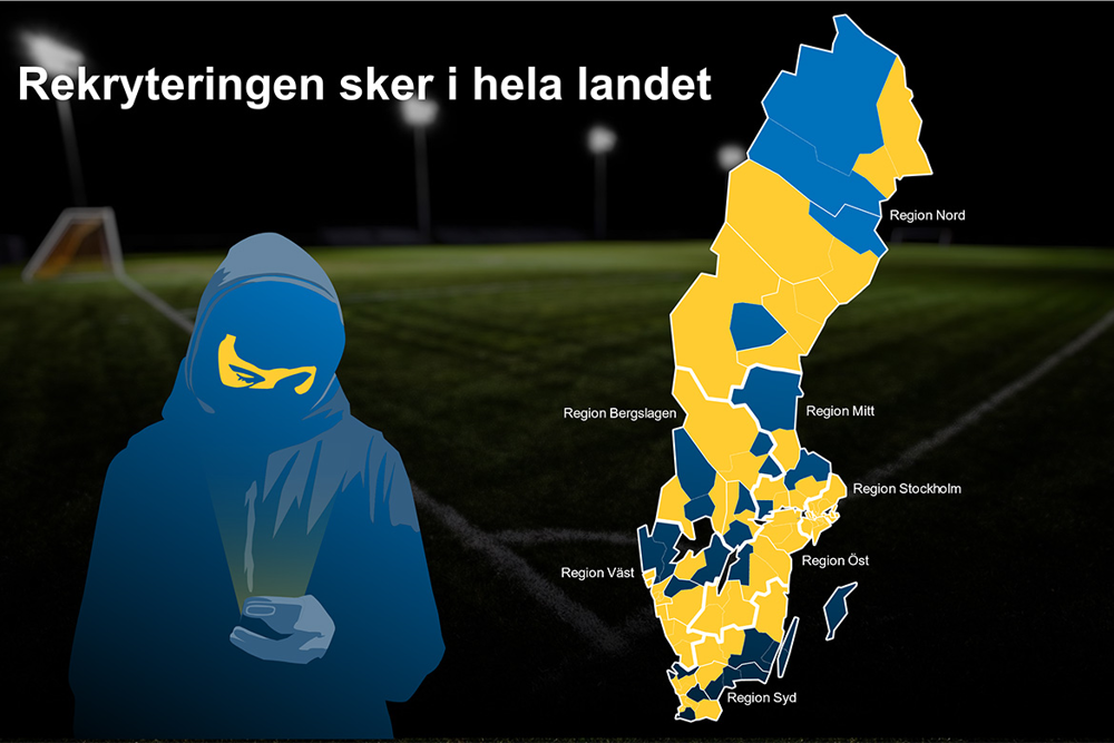 Rekryteringen till våldsuppdrag är inte ett isolerat storstadsfenomen. Vi har sedan 2023 sett misstänkta utförare av våldsbrott från en majoritet av landets 99 lokalpolisområden. Den här bilden visar enbart kända utförare. Problemet är större än så. Hela landet berörs av den organiserade brottsligheten. Från att tidigare ha genomfört våldsbrott i framförallt närområdet har unga våldsutförare de senaste åren rört sig mellan kommun-och regiongränser men även landsgränser för att utföra ett brott. Den digitala infrastruktur som rekrytering och planering skett i har möjliggjort den utvecklingen. 