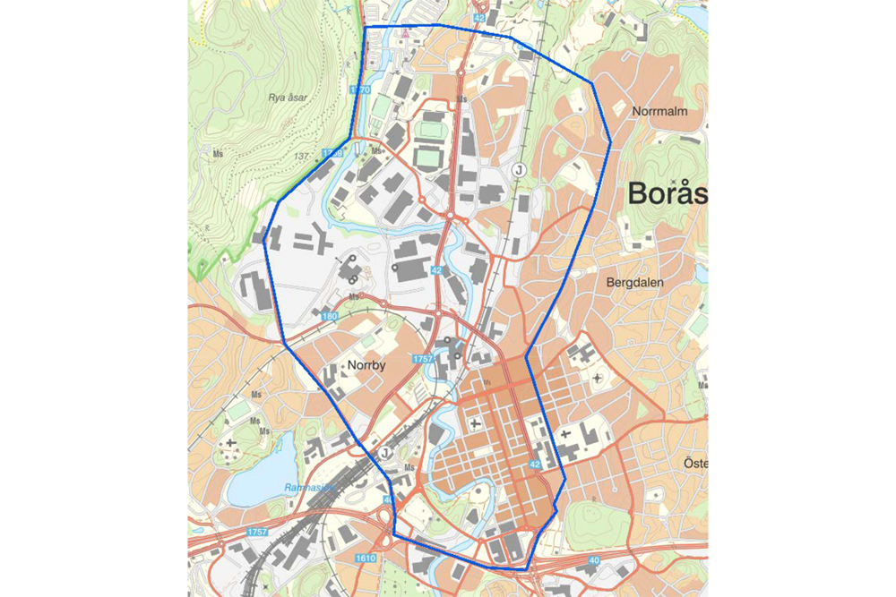 Karta över Borås