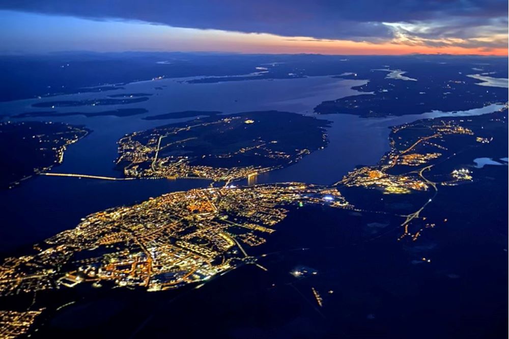 Bild på Östersund från luften.