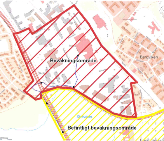 Bilden föreställer en karta över de delar i Luleå som kommer att bevakas med hjälp av drönare under lördagen 13 september.