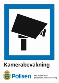 Illustration av bevakningskamera i svart mot vit bakgrund.