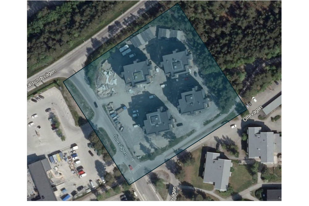 Kartbild med upptagningsområde för kamerabevakning.