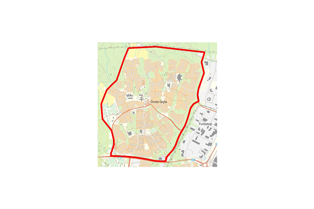 Karta över bevakningsområdet i Västerås.