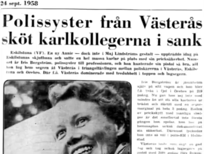 Iris framgångar i pistolskytte uppmärksammades av media.