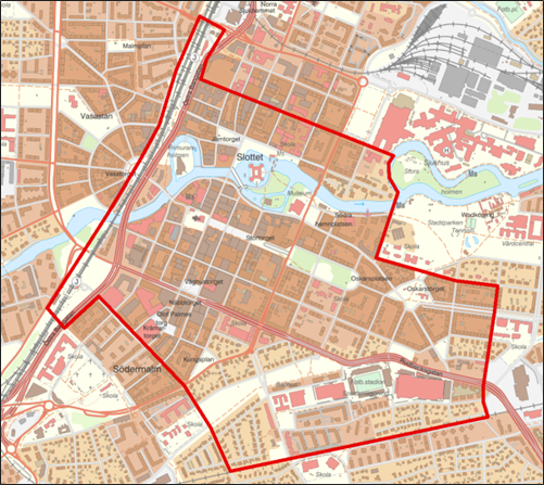 Karta över område för kamerabevakning Berhn Arena